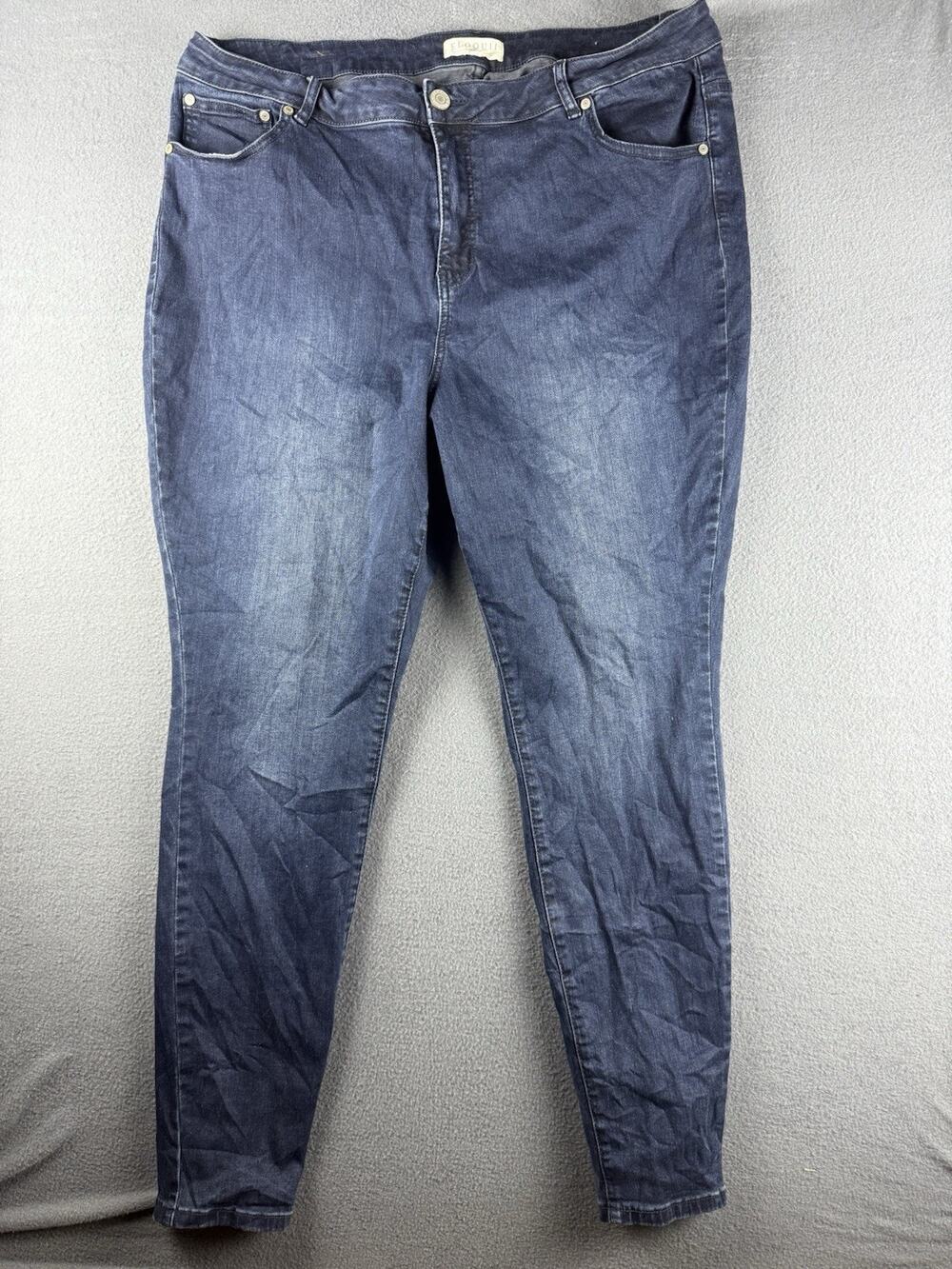 Eloquii Peach Lift Step-Hem Skinny Denim Jean Women Plus Sz 24L Dark Wash
